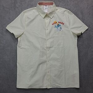 Star Wars Shirt Adult Medium‎ Ivory R2-D2 Bantha Burgers Disney Park Button Up